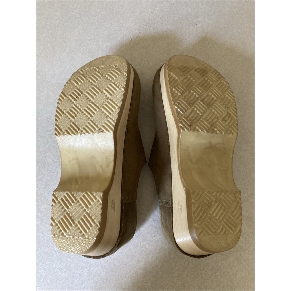 Sven Clogs Swedish Wooden Brown Leather Nubuck Size 37 - Picture 8 of 9